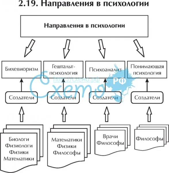 Укажите элементы блок схемы история психологии