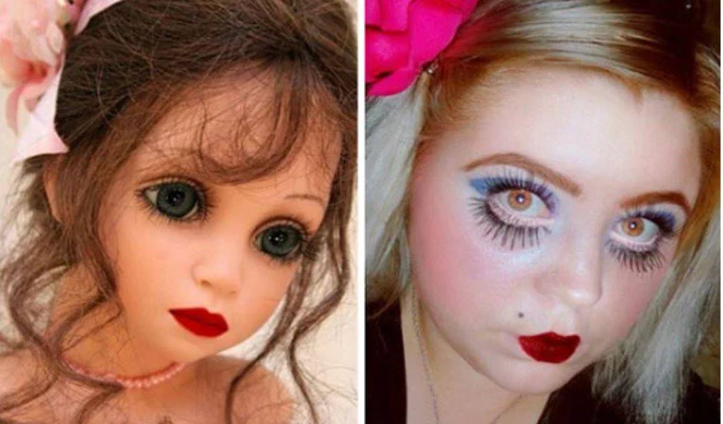 Сравнение как кукла она была. Макияж куклы. Красивый макияж для куклы. Макияж куклы для ребенка. Кукольный грим для девочки.