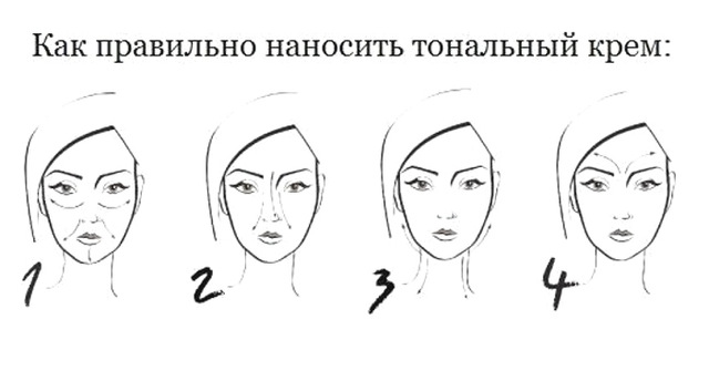 Как правильно накладывать. Схема нанесения тональника на лицо. Нанесение тональной основы на лицо схема. Схема правильного нанесения тонального крема. Схема нанесения тонального крема на лицо.