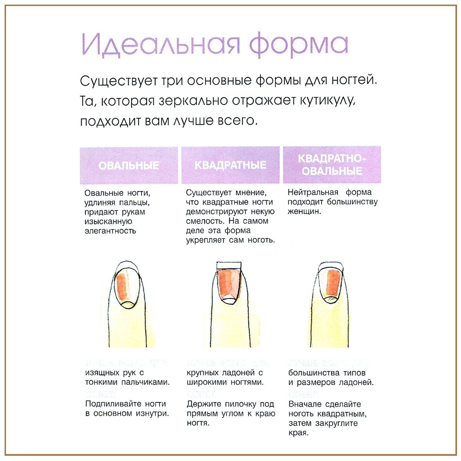 Формы ногтей для маникюра: разновидности, названия и фото